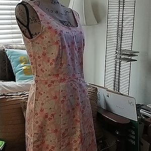 Faded Glory Stretch dress - Peach/White Tropical Floral Stretch Sun Dress